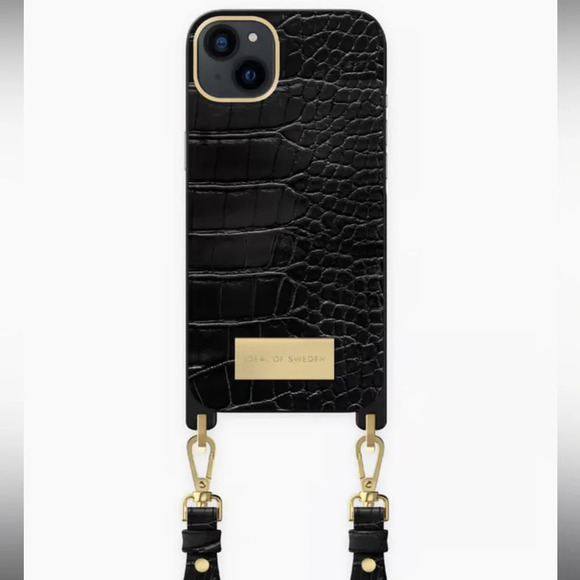 Ideal of Sweden Other - IDEAL OF SWEDEN BLACK CROC IPHONE 12/12 PRO NECKLACE/ CROSSBODY CASE